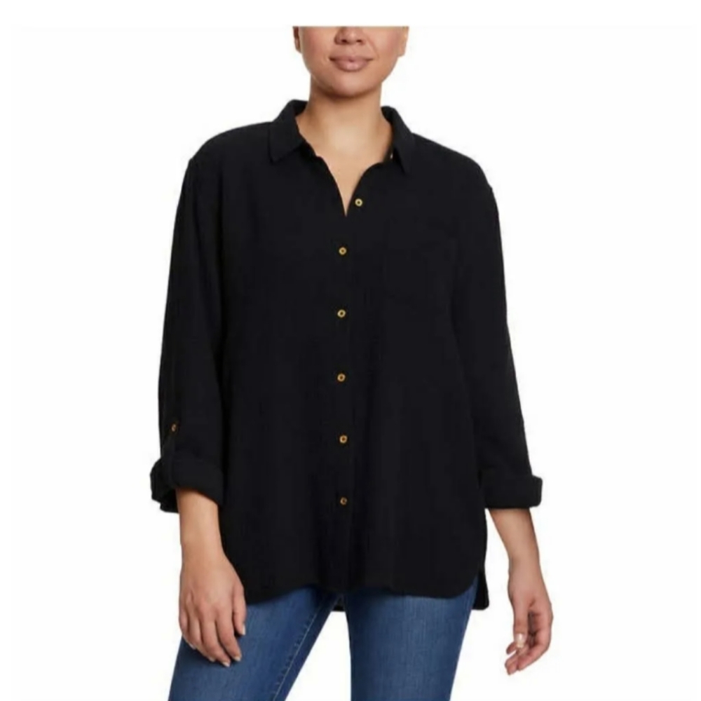 * Anne Klein jeans ladies guaze button down shirt